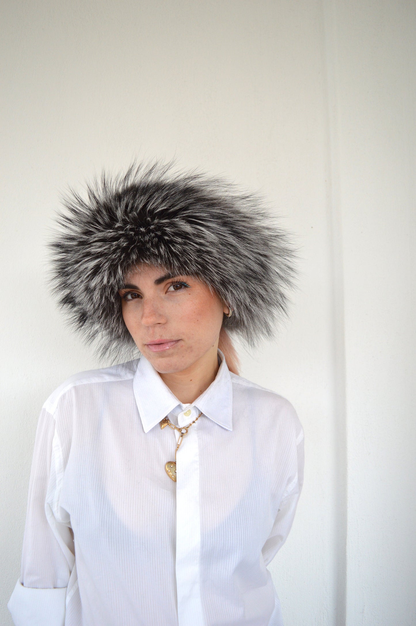 Real Fox Fur Headband Collar: Elastic Winter Loop Scarf