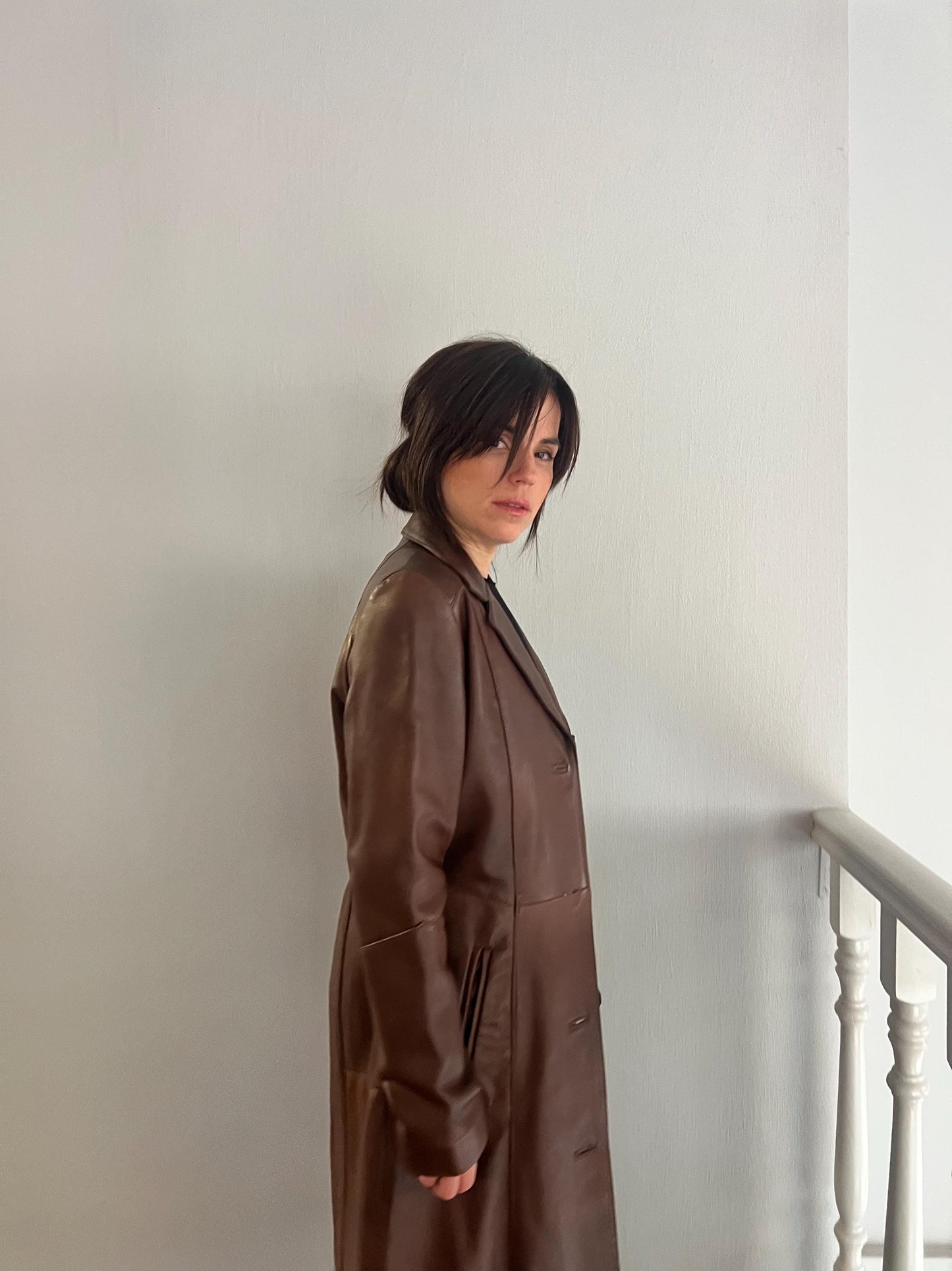 Handmade Nappa Lamb Leather Coat - Tobacco Brown - Made in Greece